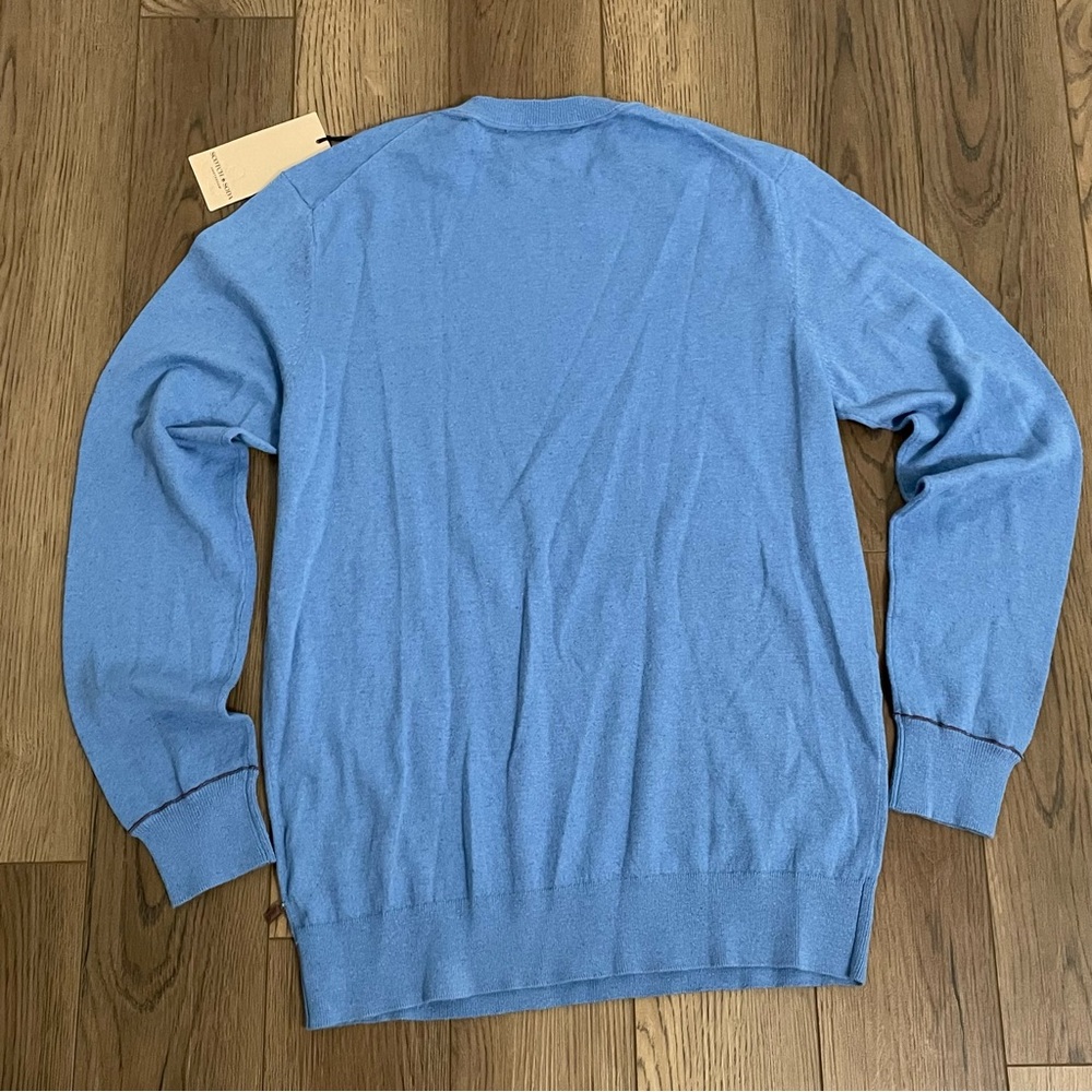 NEW Scotch & Soda Linen-Blend Regular Fit Crewneck Pullover in‎ Lake Blue - Picture 5 of 14